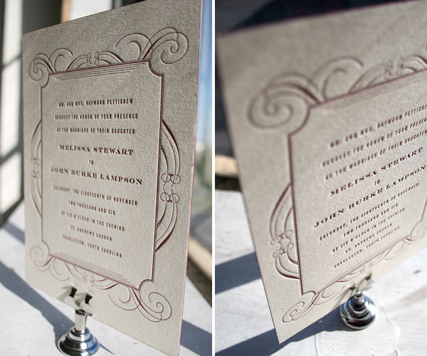 Promenade Letterpress Wedding Invitation 1