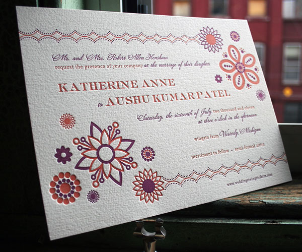 Rangoli Letterpress Wedding Invitation 1
