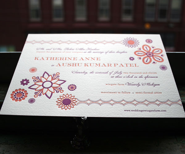 Rangoli Letterpress Wedding Invitation 3