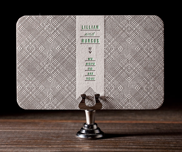 Ribbon Letterpress Wedding Invitation 2