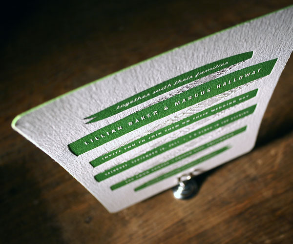Ribbon Letterpress Wedding Invitation 5