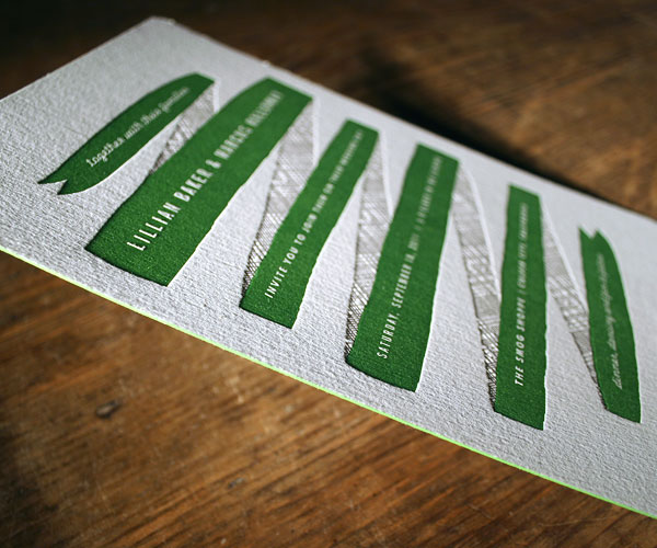 Ribbon Letterpress Wedding Invitation 6