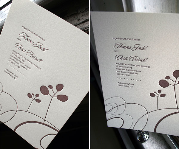 Rolling Hills Letterpress Wedding Invitation
