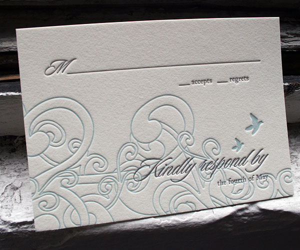 Sailboat Letterpress Wedding Invitation