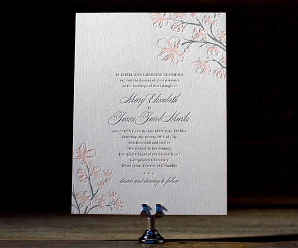 Sakura Letterpress Wedding Invitation 1