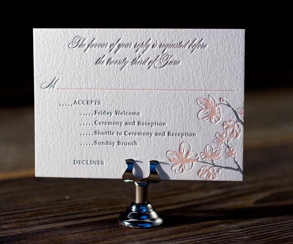 Sakura Letterpress Wedding Invitation 2