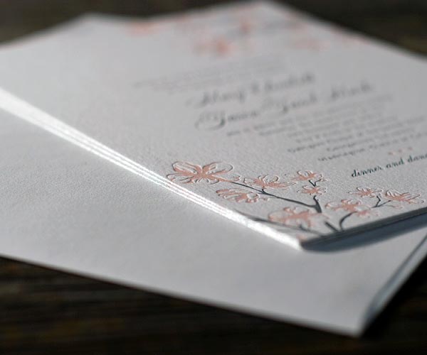 Sakura Letterpress Wedding Invitation 3