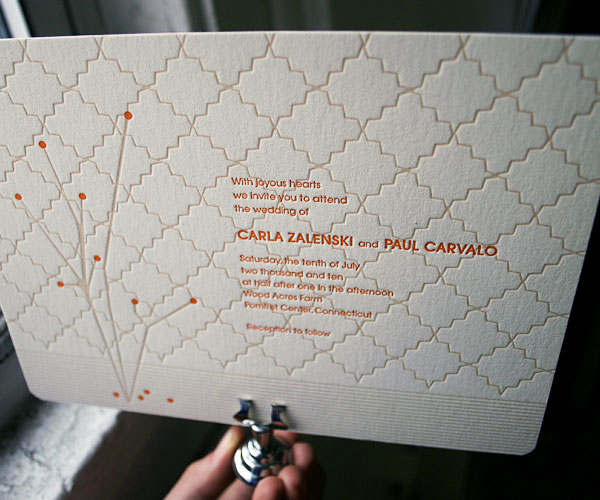 Seasonal Letterpress Wedding Invitation 1