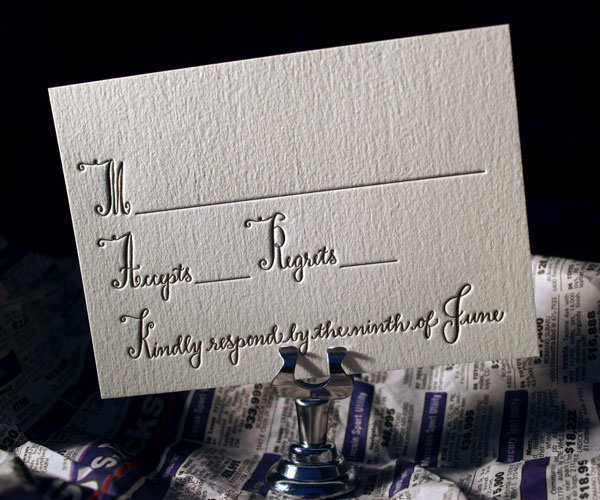 Sobelle Calligraphy Letterpress Wedding Invitation 2