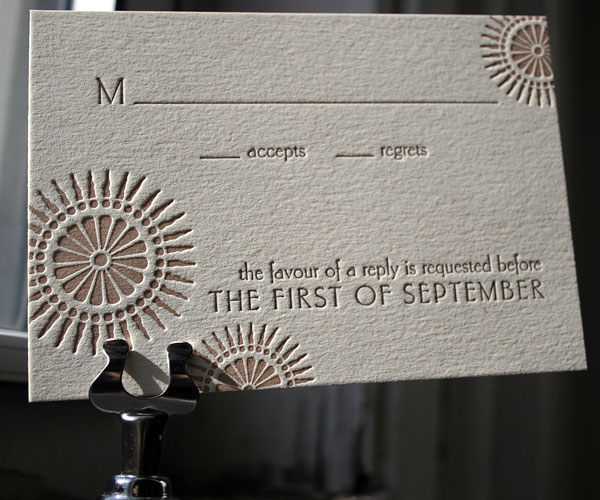 Soleil Letterpress Wedding Invitation