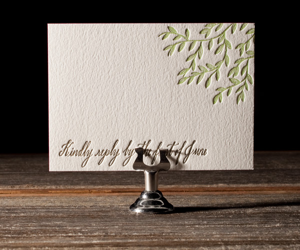Sonoma Calligraphy Letterpress Wedding Invitation 2