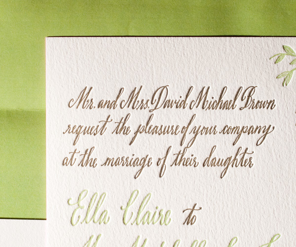 Sonoma Calligraphy Letterpress Wedding Invitation 3