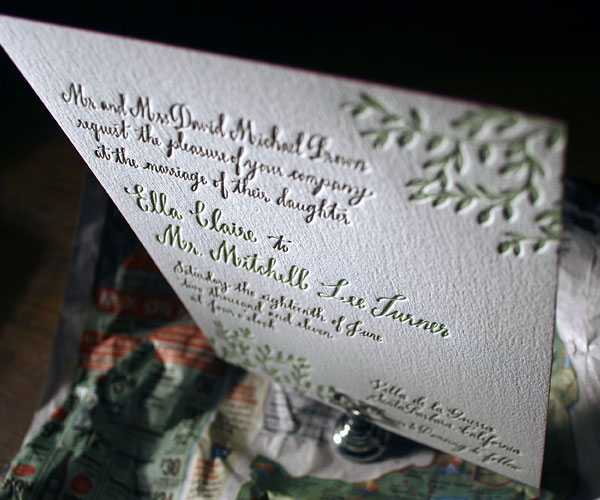 Sonoma Calligraphy Letterpress Wedding Invitation 4