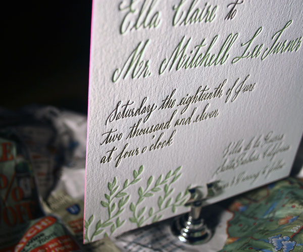 Sonoma Calligraphy Letterpress Wedding Invitation 5
