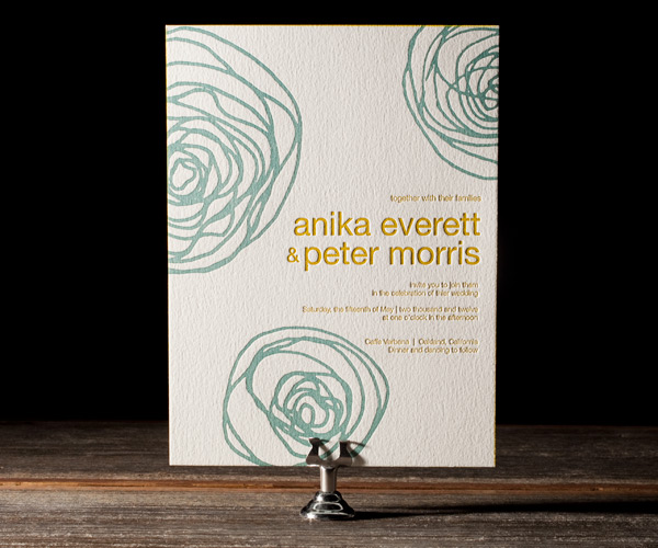 Spinnerette Letterpress Wedding Invitation 1