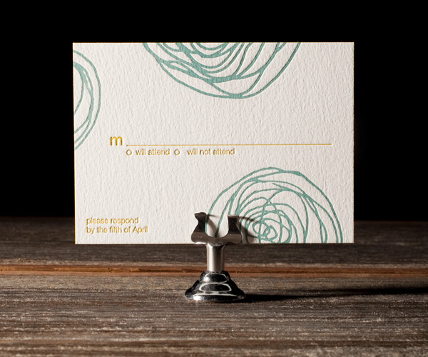 Spinnerette Letterpress Wedding Invitation 2