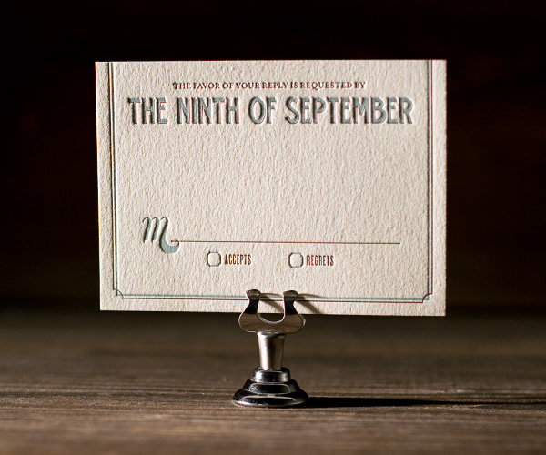 Tara Letterpress Wedding Invitation 2