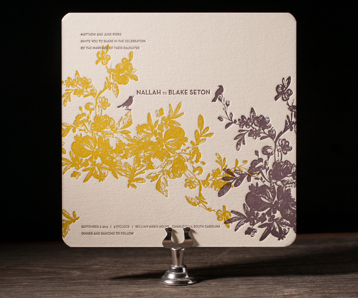 Vendage Letterpress Wedding Invitation 1