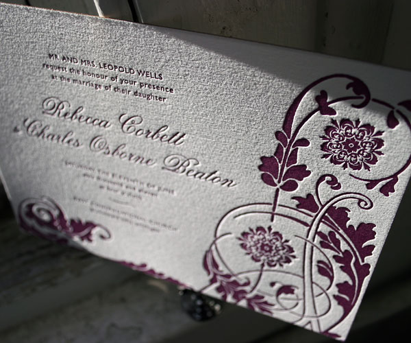 Vignette Letterpress Wedding Invitation 1