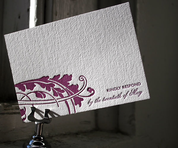 Vignette Letterpress Wedding Invitation 2
