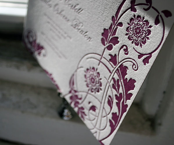 Vignette Letterpress Wedding Invitation 3