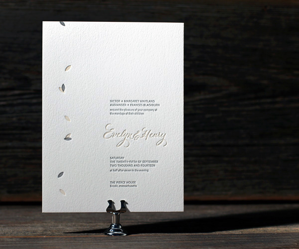 Ville Marie Letterpress Wedding Invitation 1