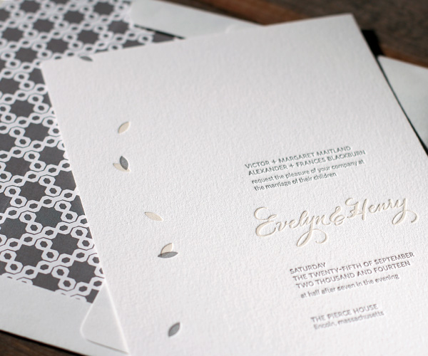 Ville Marie Letterpress Wedding Invitation 3