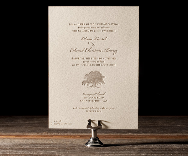 Walden Letterpress Wedding Invitation 1