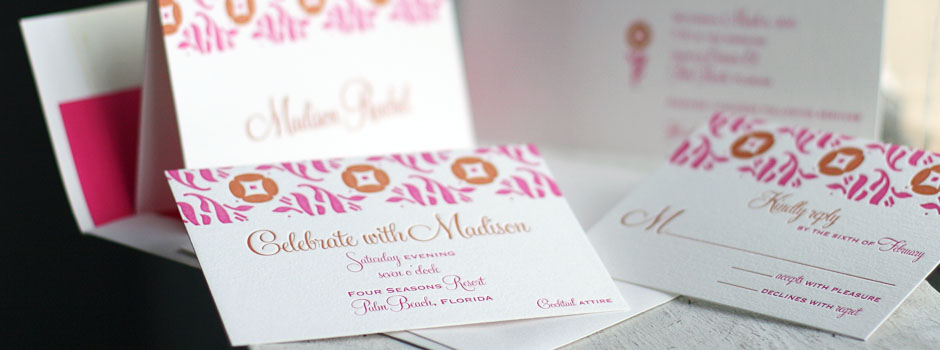 All our 200 elegant or traditional letterpress wedding invitations can be