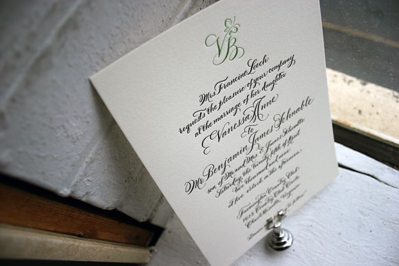 Letterpress calligraphy monogram - wedding invitations - Bella Figura Letterpress calligraphy monogram - wedding invitations - Bella Figura