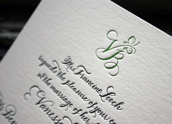 Letterpress calligraphy monogram - wedding invitations - Bella Figura Letterpress calligraphy monogram - wedding invitations - Bella Figura