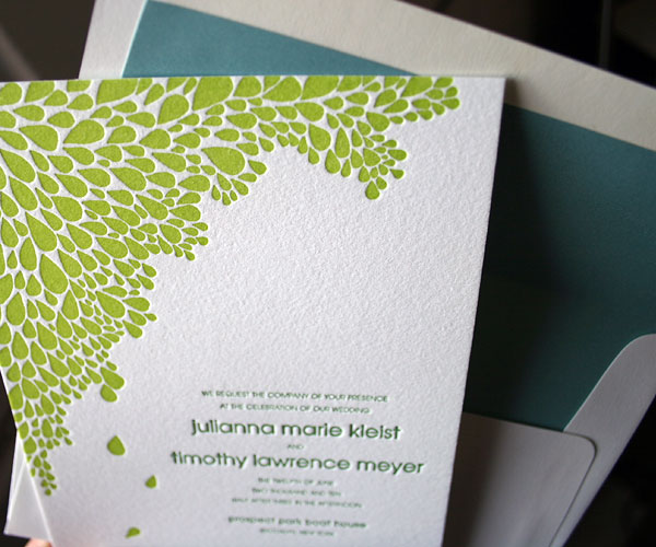 Dewdrop letterpress wedding invitation - inspired by the Brooklyn Bride - Bella Figura Dewdrop letterpress wedding invitation - inspired by the Brooklyn Bride - Bella Figura