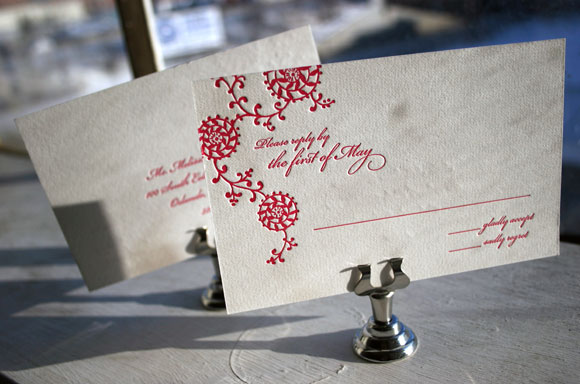 Letterpress reply postcards - 1 color - Bella Figura Letterpress reply postcards - 1 color - Bella Figura