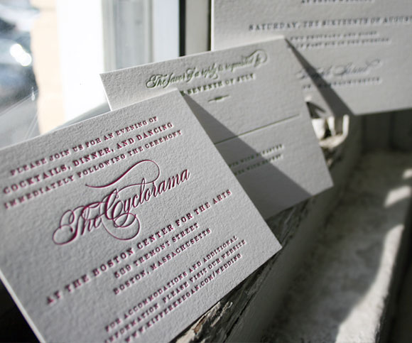 Letterpress reception cards Letterpress reception cards