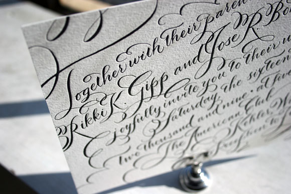 New Calligraphy letterpress wedding invitations - Bella Figura New Calligraphy letterpress wedding invitations - Bella Figura