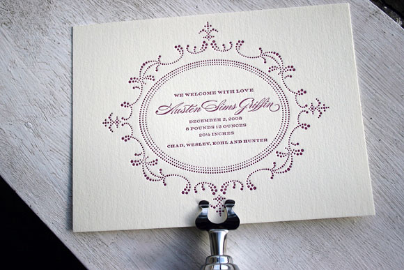 Cartoccio Letterpress Baby Announcement by Bella Figura