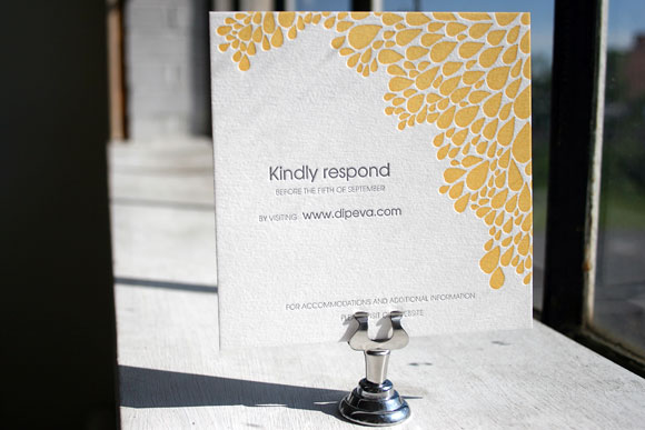 Dewdrop Letterpress Wedding Invitation by Bella Figura