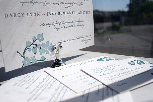 Mimosa Letterpress Wedding Invitation by Bella Figura Mimosa Letterpress Wedding Invitation by Bella Figura