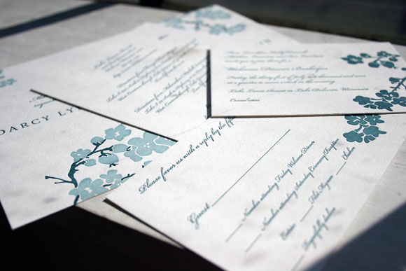 Mimosa Letterpress Wedding Invitation by Bella Figura Mimosa Letterpress Wedding Invitation by Bella Figura