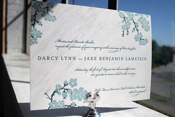 Mimosa Letterpress Wedding Invitation by Bella Figura Mimosa Letterpress Wedding Invitation by Bella Figura