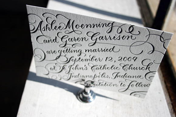 Letterpress Calligraphy Save the Date by Bella Figura