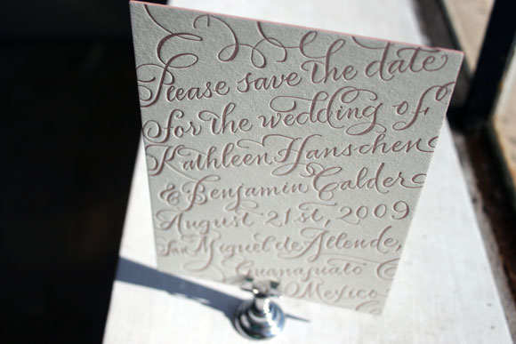 Letterpress Calligraphy Save the Date by Bella Figura