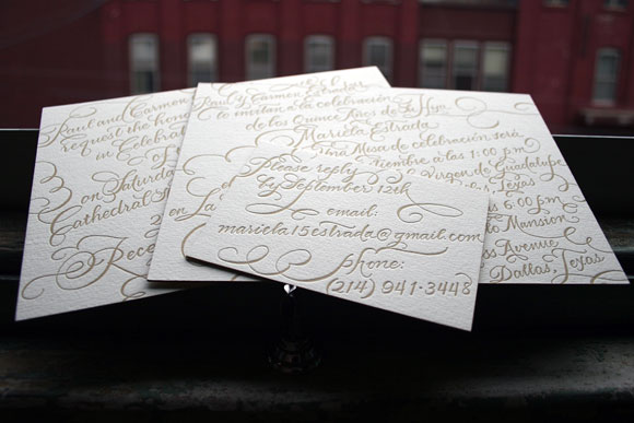 Bilingual Calligraphy Letterpress Wedding Invitaitons by Bella Figura Bilingual Calligraphy Letterpress Wedding Invitaitons by Bella Figura