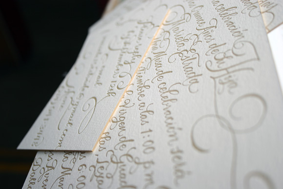 Bilingual Calligraphy Letterpress Wedding Invitaitons by Bella Figura Bilingual Calligraphy Letterpress Wedding Invitaitons by Bella Figura