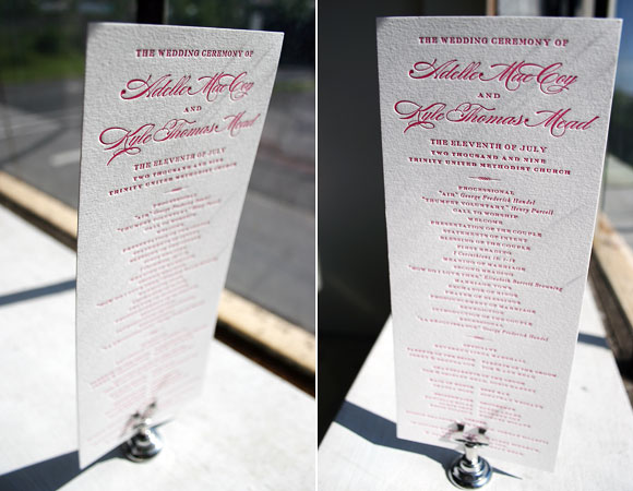 Deveril Letterpress Wedding Ceremony Program by Bella Figura