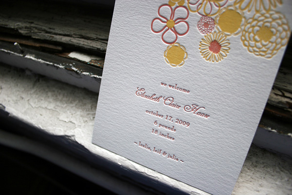 Letterpress Baby Announcement by Bella Figura