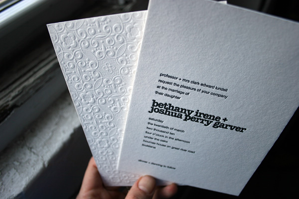 Custom letterpress invitations by Bella Figura