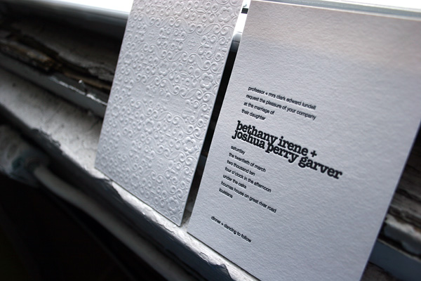 Custom letterpress invitations by Bella Figura