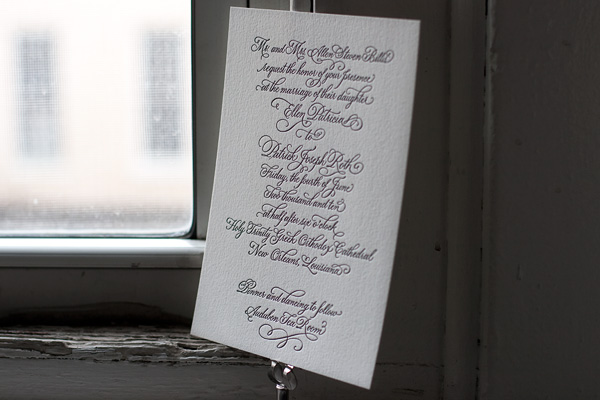 Victoria Calligraphy Letterpress Wedding Invitation by Bella Figura Victoria Calligraphy Letterpress Wedding Invitation by Bella Figura