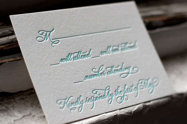 Victoria Calligraphy Letterpress Reply Card by Bella Figura Victoria Calligraphy Letterpress Reply Card by Bella Figura